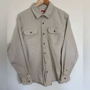 Wrangler Tan Casual Button Down Shirt Neutral Overshirt